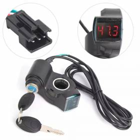 Ignition lock with voltmeter for electric scooter 2 keys