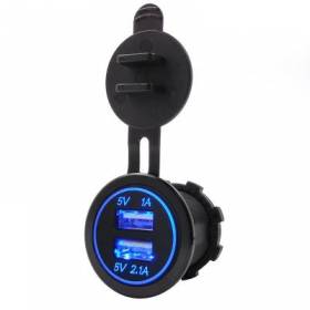 Led round backlight car charger 2 Port USB 5V 2.1A/1A Waterproof