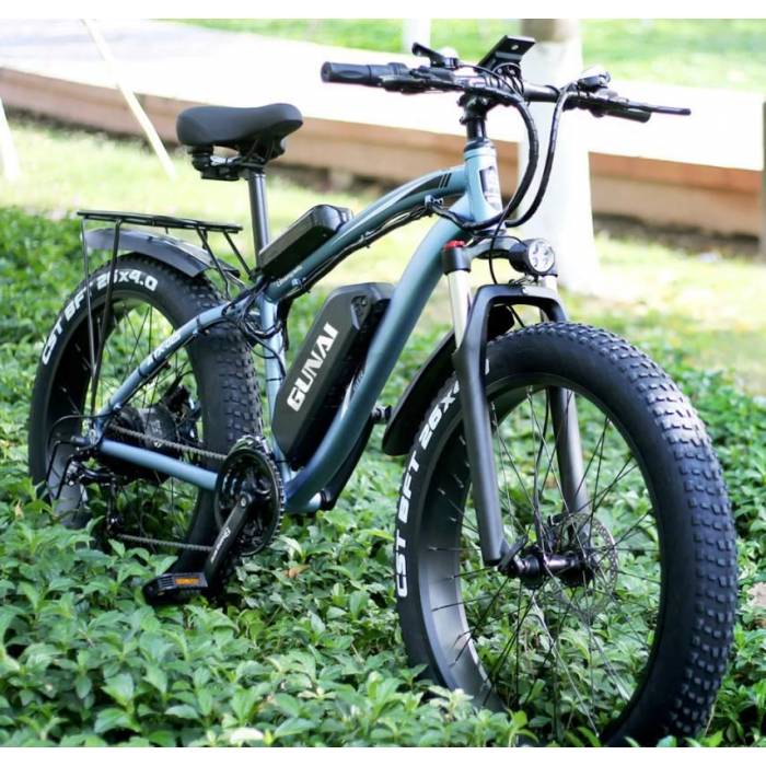 Электрический внедорожный велосипед GUNAI СИНИЙ с толстыми