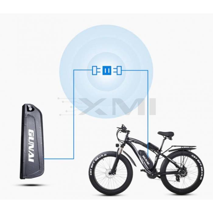 Электрический внедорожный велосипед GUNAI СИНИЙ с толстыми